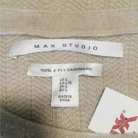 𝅺max STUDIO 100% 2 ply cashmere beige sweater LARGE NWT - Picture 4 of 9